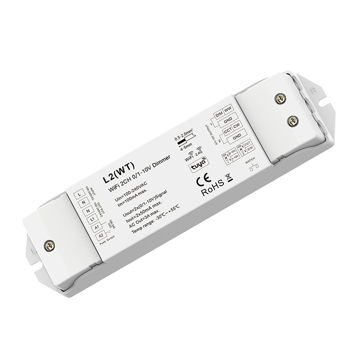 L2(WT) 100-240VAC 0/1-10V Tuya WiFi & RF Tunable White Push LED Dimmer